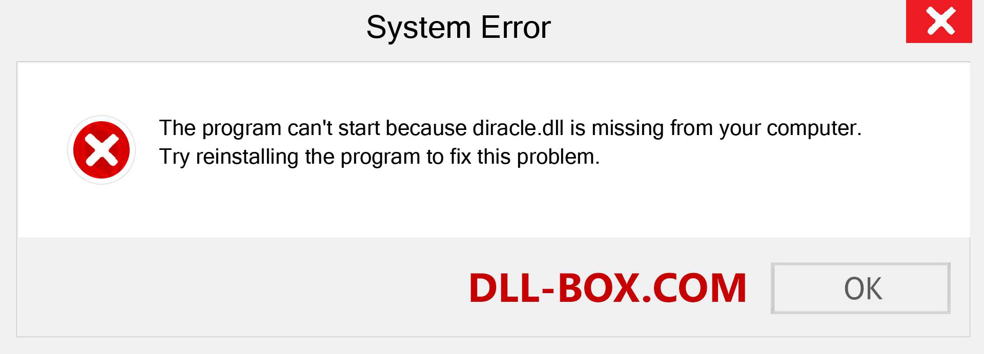  diracle.dll file is missing?. Download for Windows 7, 8, 10 - Fix  diracle dll Missing Error on Windows, photos, images